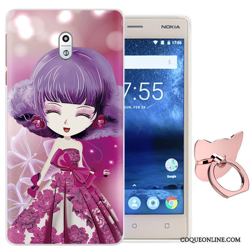 Nokia 3 Coque De Téléphone Téléphone Portable Rose Une Agrafe Étui Anneau Fluide Doux