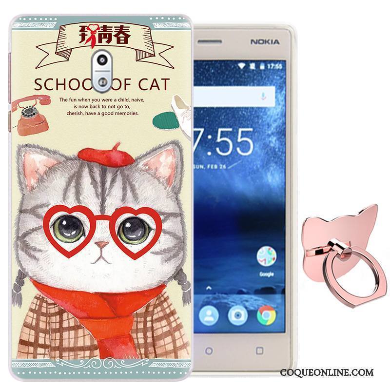 Nokia 3 Coque De Téléphone Téléphone Portable Rose Une Agrafe Étui Anneau Fluide Doux