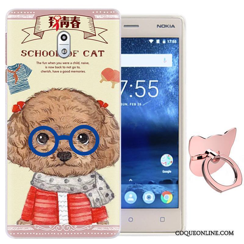 Nokia 3 Coque De Téléphone Téléphone Portable Rose Une Agrafe Étui Anneau Fluide Doux