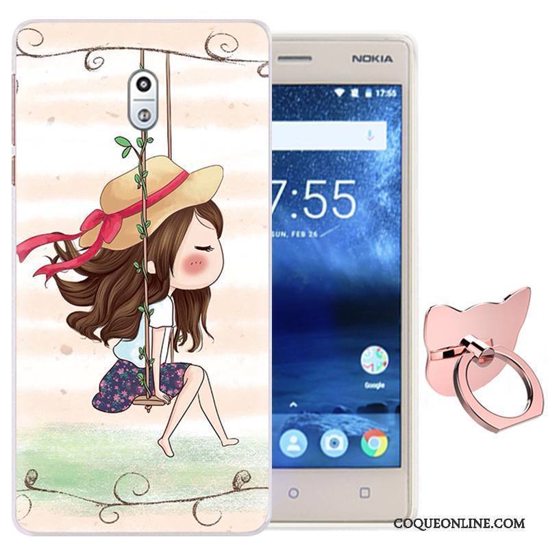 Nokia 3 Coque De Téléphone Téléphone Portable Rose Une Agrafe Étui Anneau Fluide Doux