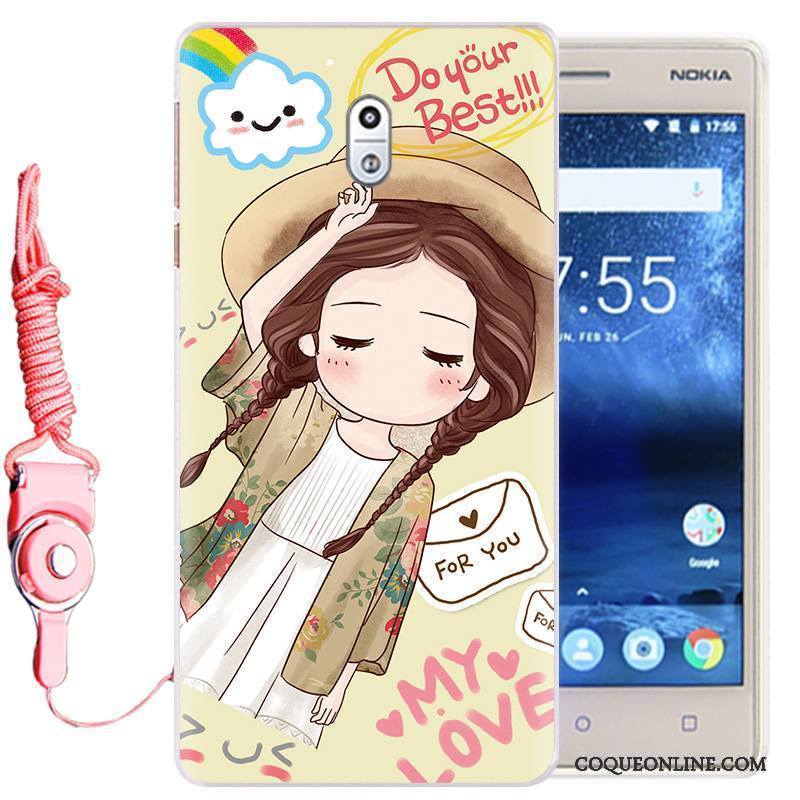 Nokia 3 Ornements Suspendus Fluide Doux Téléphone Portable Coque De Téléphone Silicone Protection Dessin Animé