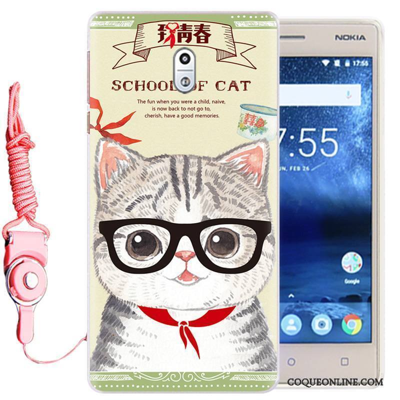 Nokia 3 Ornements Suspendus Fluide Doux Téléphone Portable Coque De Téléphone Silicone Protection Dessin Animé