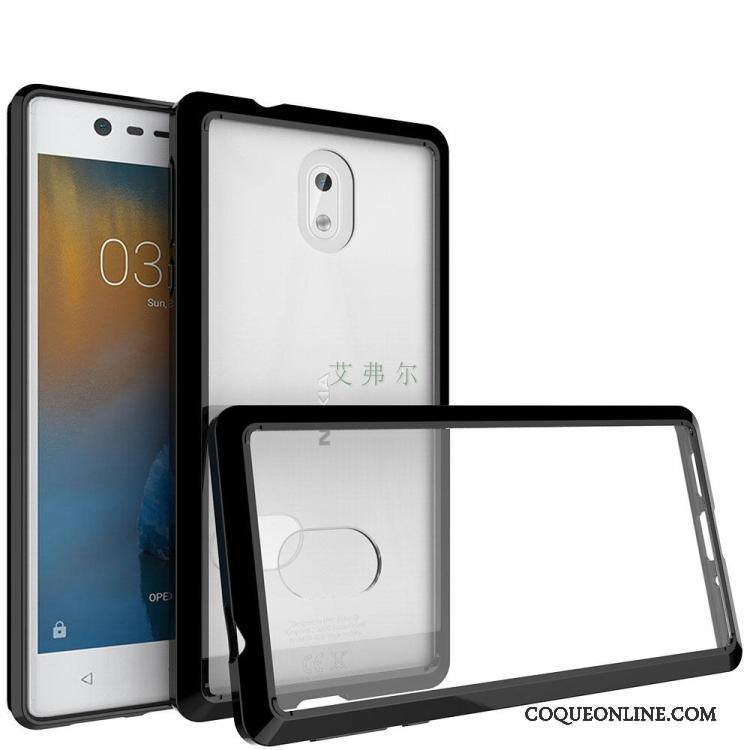 Nokia 3 Transparent Fluide Doux Coque De Téléphone Étui Incassable Noir