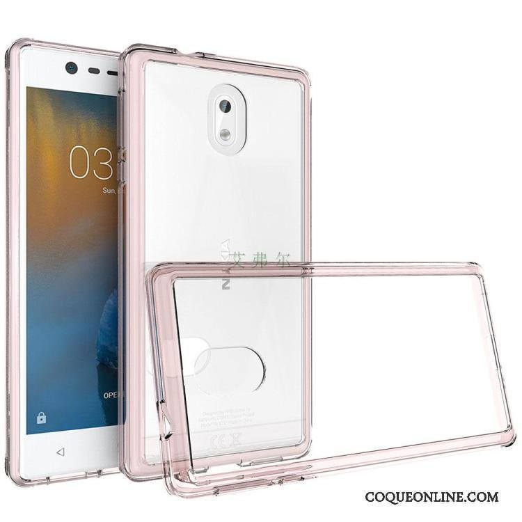 Nokia 3 Transparent Fluide Doux Coque De Téléphone Étui Incassable Noir