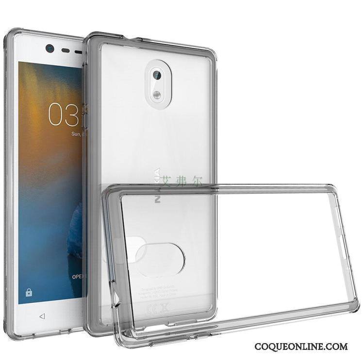 Nokia 3 Transparent Fluide Doux Coque De Téléphone Étui Incassable Noir