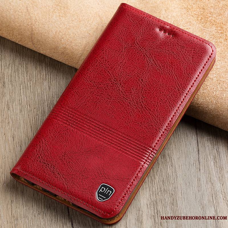 Nokia 5.1 Plus Cuir Véritable Téléphone Portable Étui En Cuir Coque De Téléphone Rouge