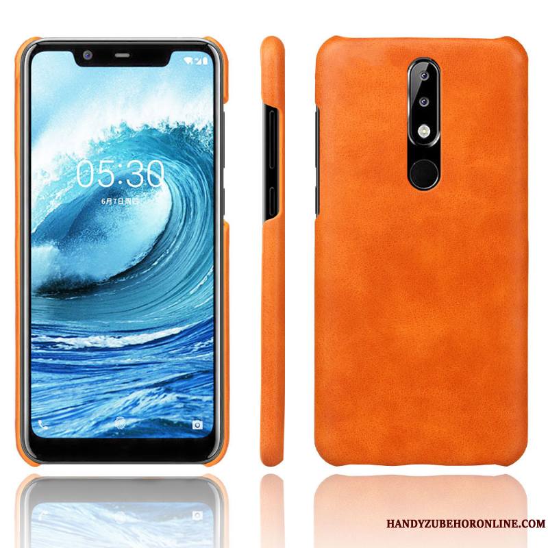 Nokia 5.1 Plus Étui En Cuir Coque Tendance De Téléphone Foncé Qualité Protection