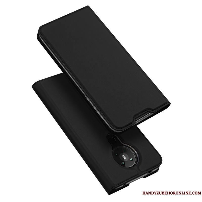 Nokia 5.3 Clamshell Magnétisme Simple Noir Étui En Cuir Coque De Téléphone Carte