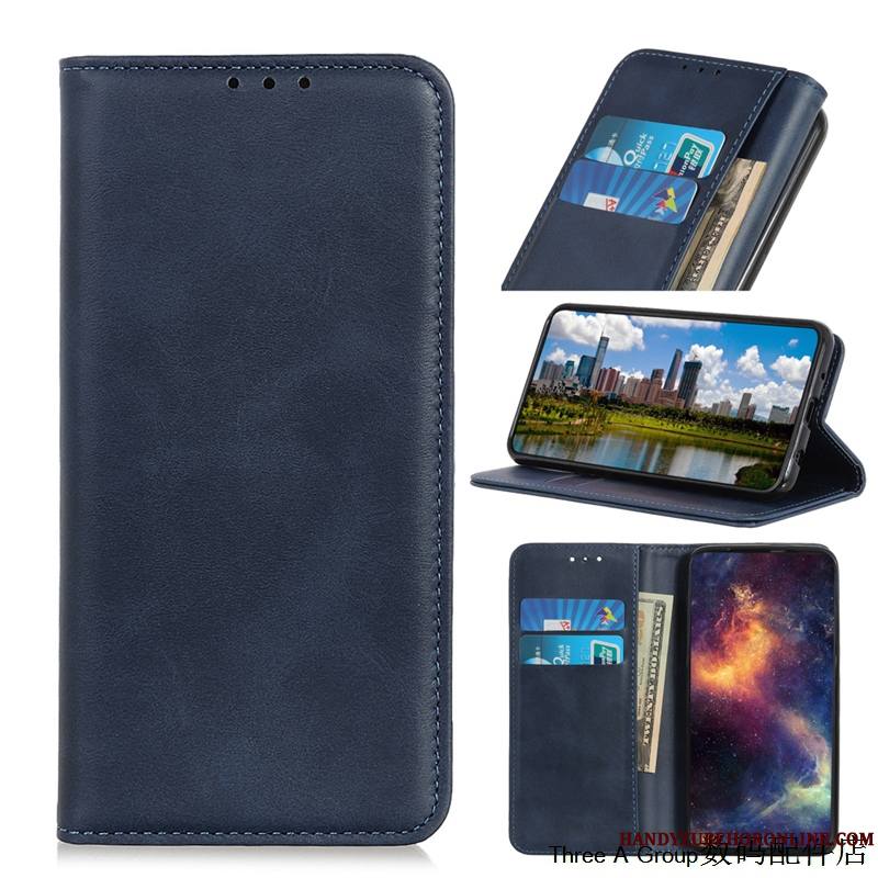 Nokia 5.3 Coque Cuir Carte Incassable Housse Étui En Cuir Silicone Bleu Marin