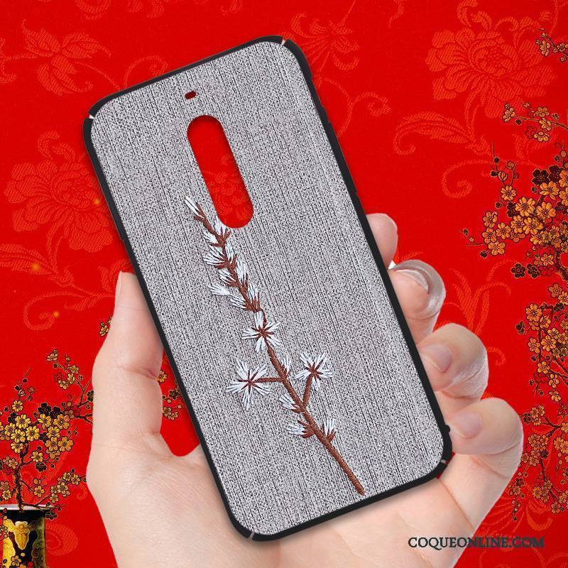 Nokia 5 Coque Étui Difficile Gris Délavé En Daim Tout Compris Dessin Animé Gaufrage