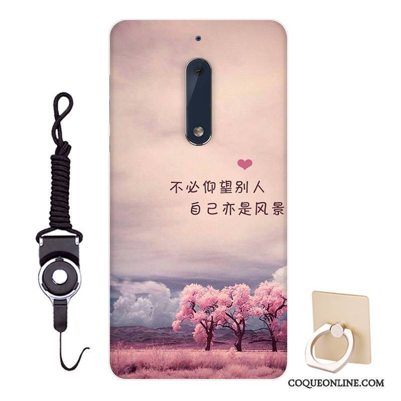 Nokia 5 Dessin Animé Ornements Suspendus Marron Coque De Téléphone Fluide Doux Protection Rose