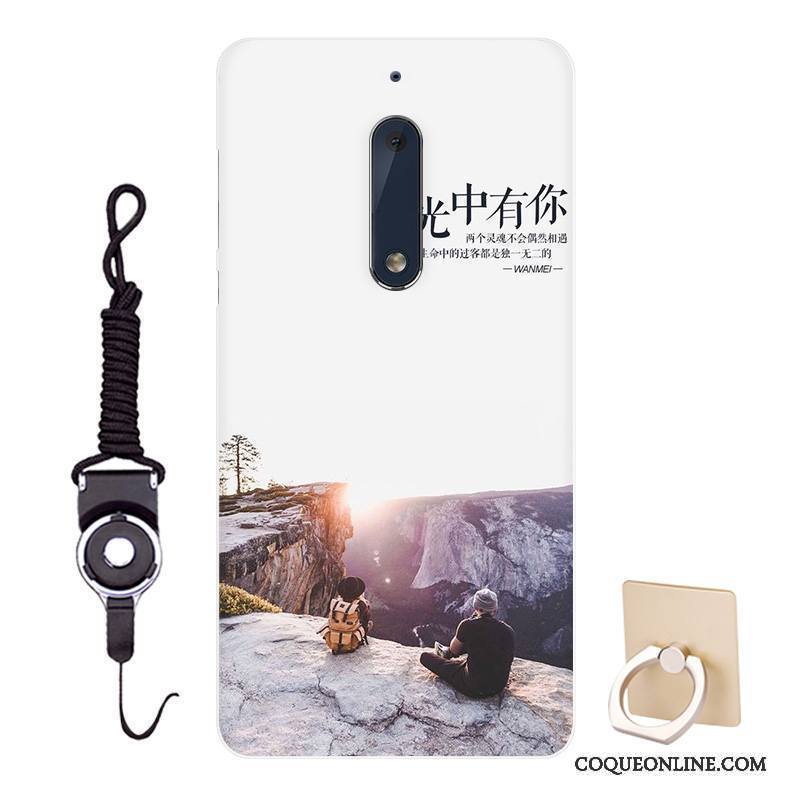 Nokia 5 Dessin Animé Ornements Suspendus Marron Coque De Téléphone Fluide Doux Protection Rose