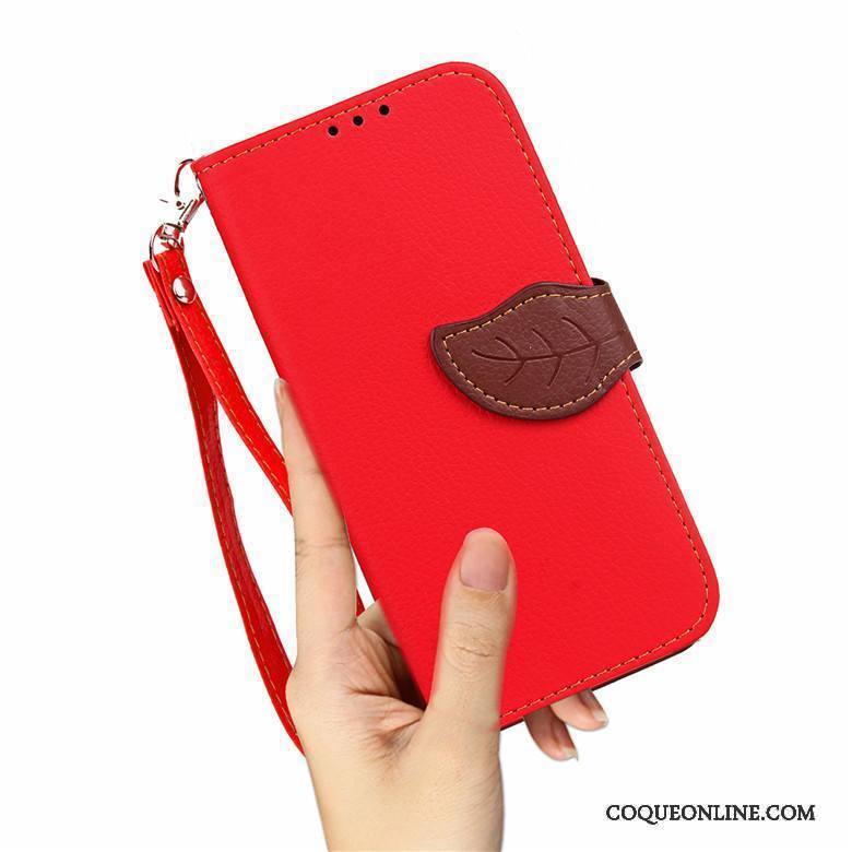 Nokia 5 Protection Clamshell Étui En Cuir Incassable Support Coque De Téléphone Rouge