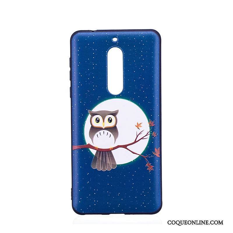 Nokia 5 Protection Coque De Téléphone Gaufrage Peinture Fluide Doux Bleu Dessin Animé