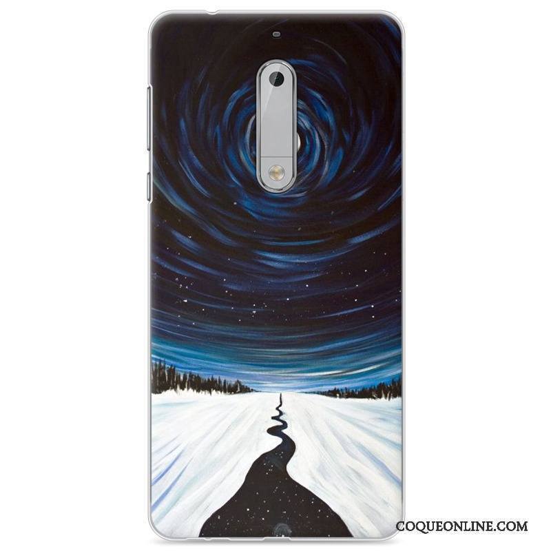 Nokia 5 Étui Bleu Dessin Animé Coque De Téléphone Tendance Peinture Fluide Doux