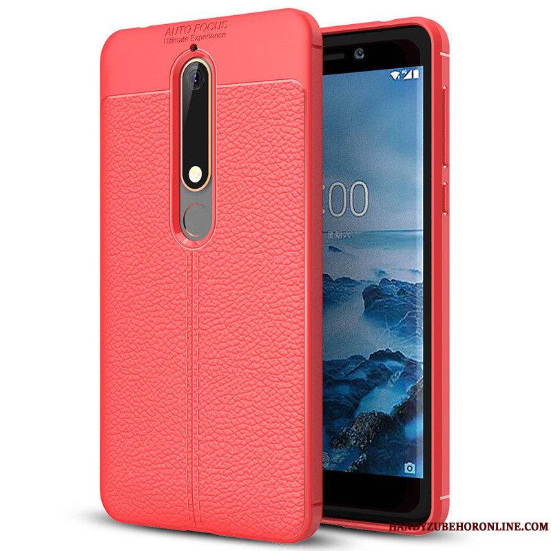 Nokia 6.1 Coque Modèle Fleurie Téléphone Portable Fluide Doux En Silicone Protection Litchi