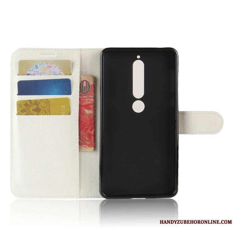 Nokia 6.1 Portefeuille Téléphone Portable Support Coque Noir Étui En Cuir Protection