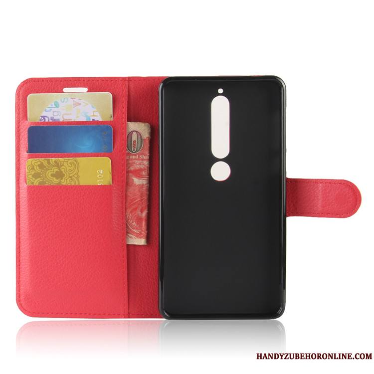 Nokia 6.1 Portefeuille Téléphone Portable Support Coque Noir Étui En Cuir Protection