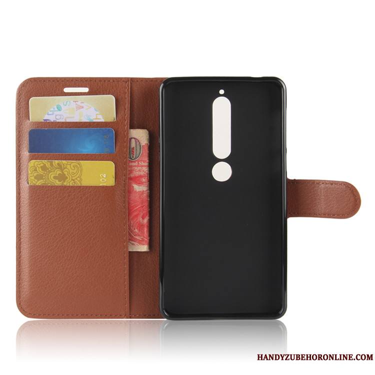 Nokia 6.1 Portefeuille Téléphone Portable Support Coque Noir Étui En Cuir Protection