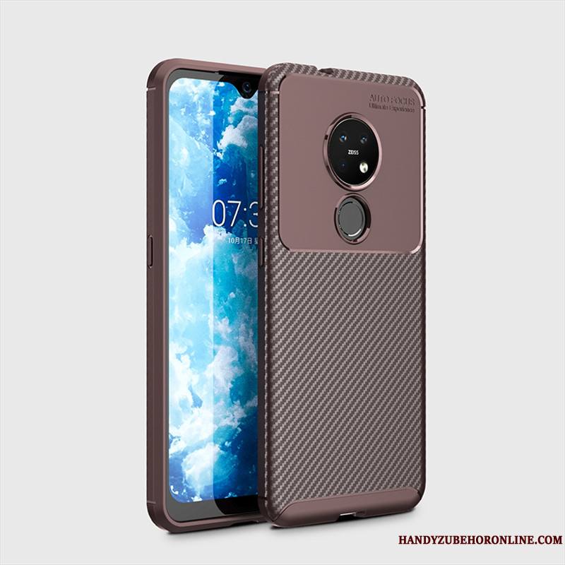 Nokia 6.2 Bleu Délavé En Daim Incassable Coque De Téléphone Fibre Fluide Doux Modèle Fleurie