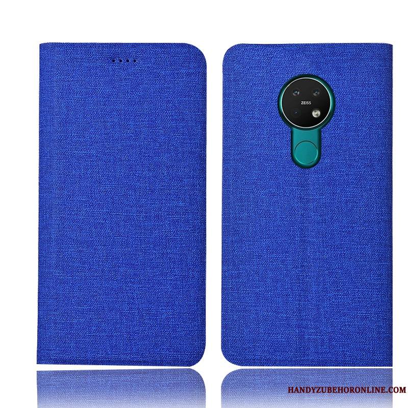 Nokia 6.2 Lin Étui Bleu Incassable Coque De Téléphone Tout Compris Cuir Véritable