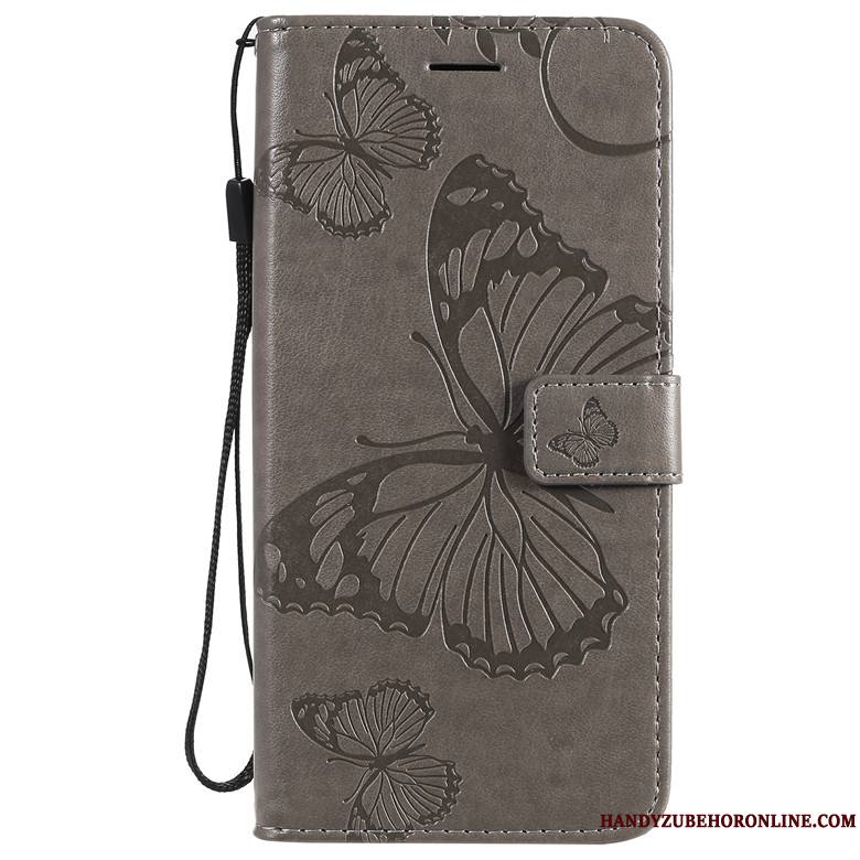 Nokia 6.2 Étui En Cuir Incassable Fleurs De Papillons Coque De Téléphone Protection Clamshell Bleu