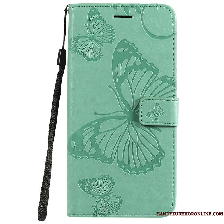 Nokia 6.2 Étui En Cuir Incassable Fleurs De Papillons Coque De Téléphone Protection Clamshell Bleu