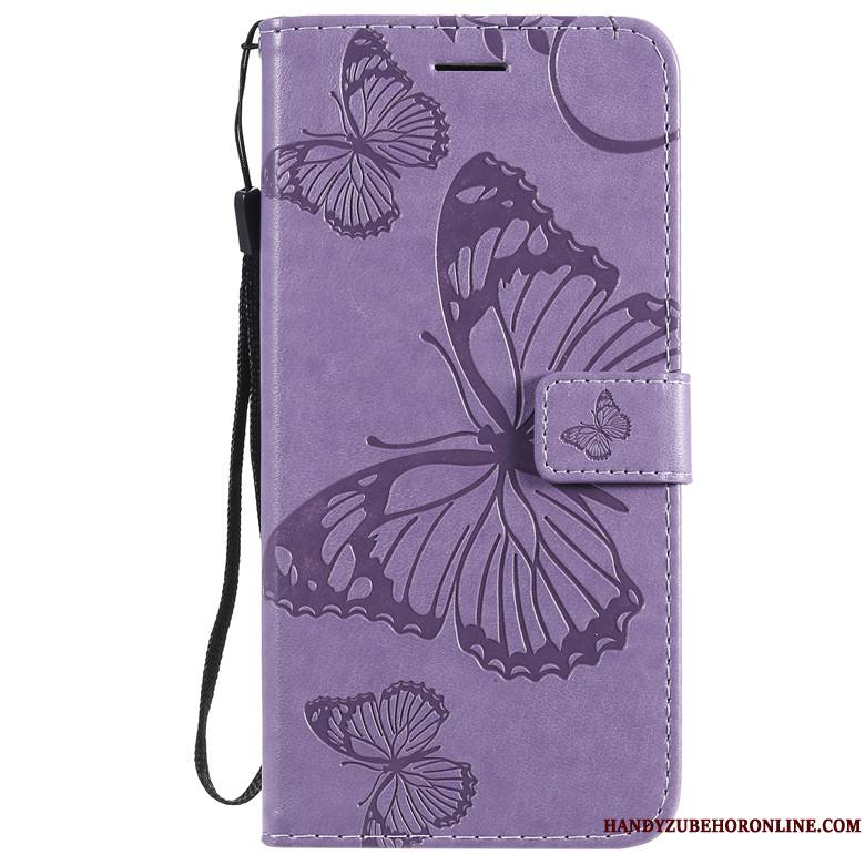 Nokia 6.2 Étui En Cuir Incassable Fleurs De Papillons Coque De Téléphone Protection Clamshell Bleu