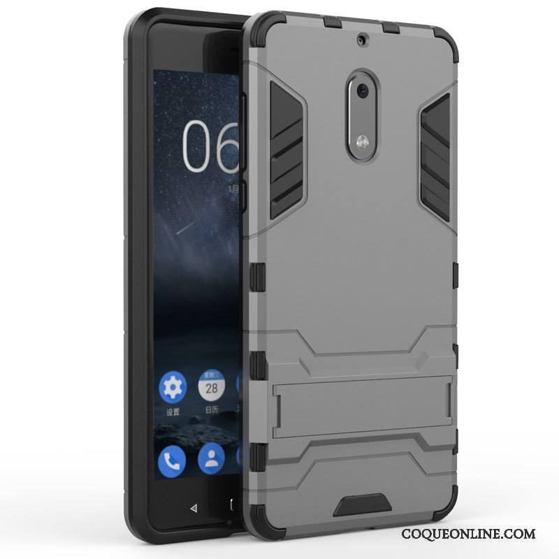 Nokia 6 Coque De Téléphone Support Difficile Rouge Incassable Étui Tout Compris