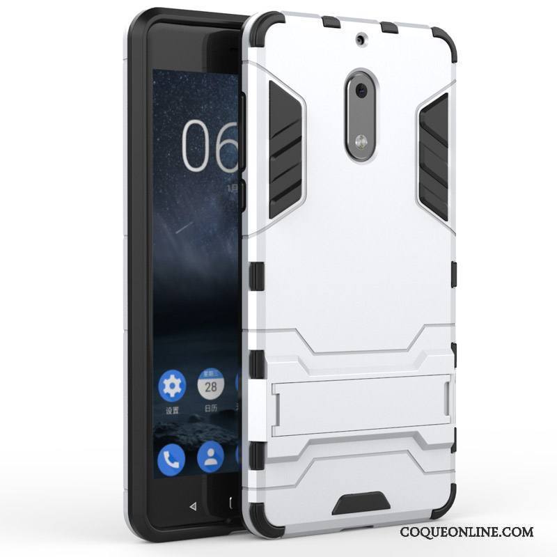 Nokia 6 Coque De Téléphone Support Difficile Rouge Incassable Étui Tout Compris