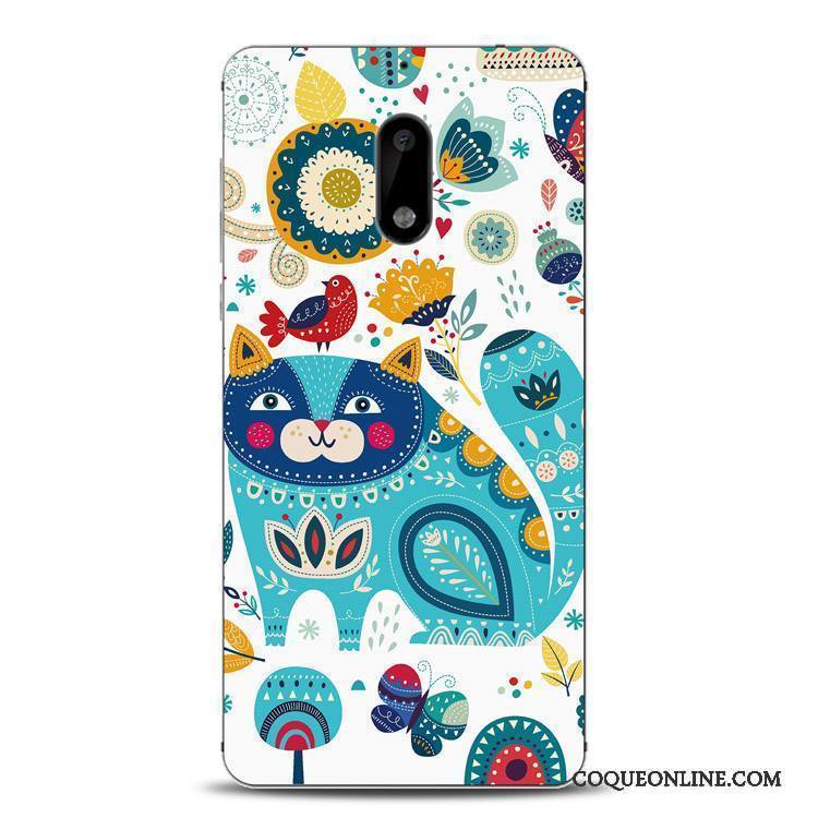 Nokia 6 Coque Protection Silicone Gaufrage Fleurs Lion Étui Tout Compris