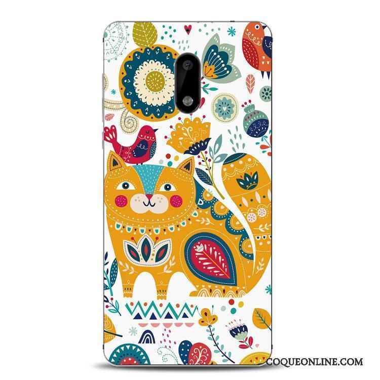 Nokia 6 Coque Protection Silicone Gaufrage Fleurs Lion Étui Tout Compris