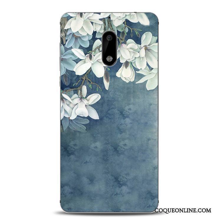 Nokia 6 Coque Support Gaufrage Étui Tout Compris Protection Encre Fluide Doux