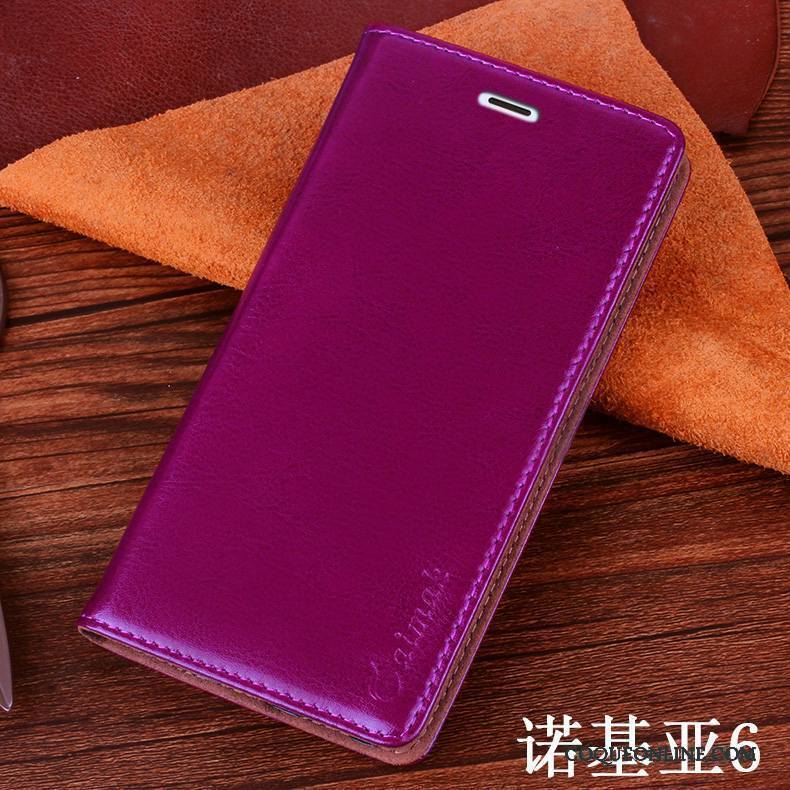 Nokia 6 Coque Étui En Cuir Incassable Violet Tout Compris Protection Téléphone Portable