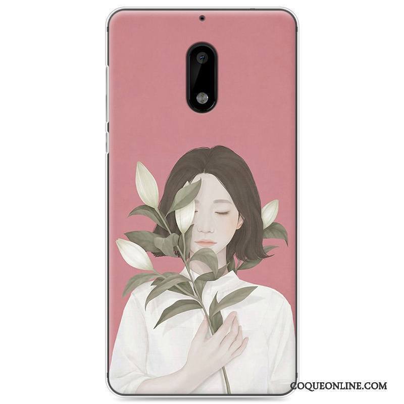 Nokia 6 Frais Art Coque De Téléphone Petit Fluide Doux Rose Étui