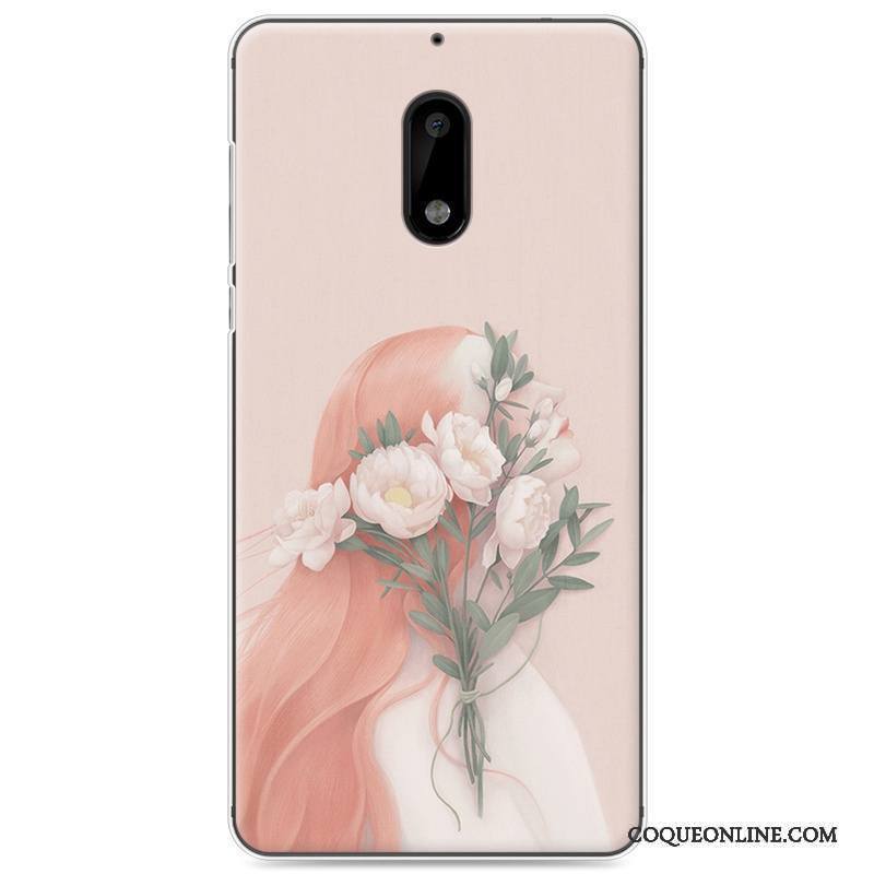 Nokia 6 Frais Art Coque De Téléphone Petit Fluide Doux Rose Étui