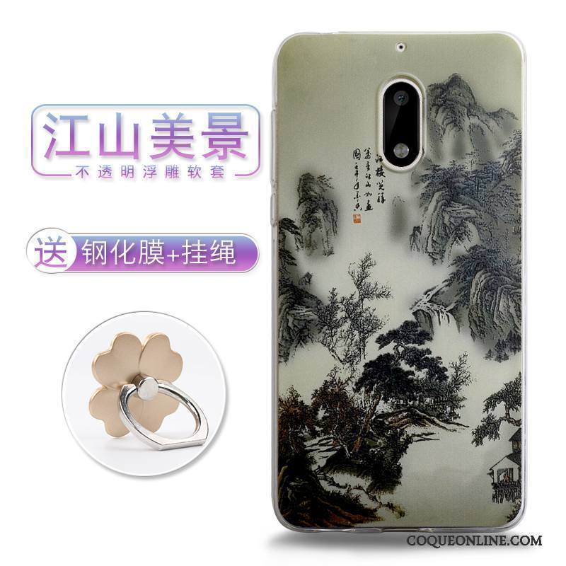 Nokia 6 Gaufrage Coque De Téléphone Étui Style Chinois Tendance Fleurs Dimensionnel