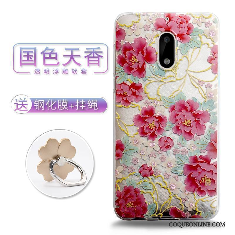 Nokia 6 Gaufrage Coque De Téléphone Étui Style Chinois Tendance Fleurs Dimensionnel