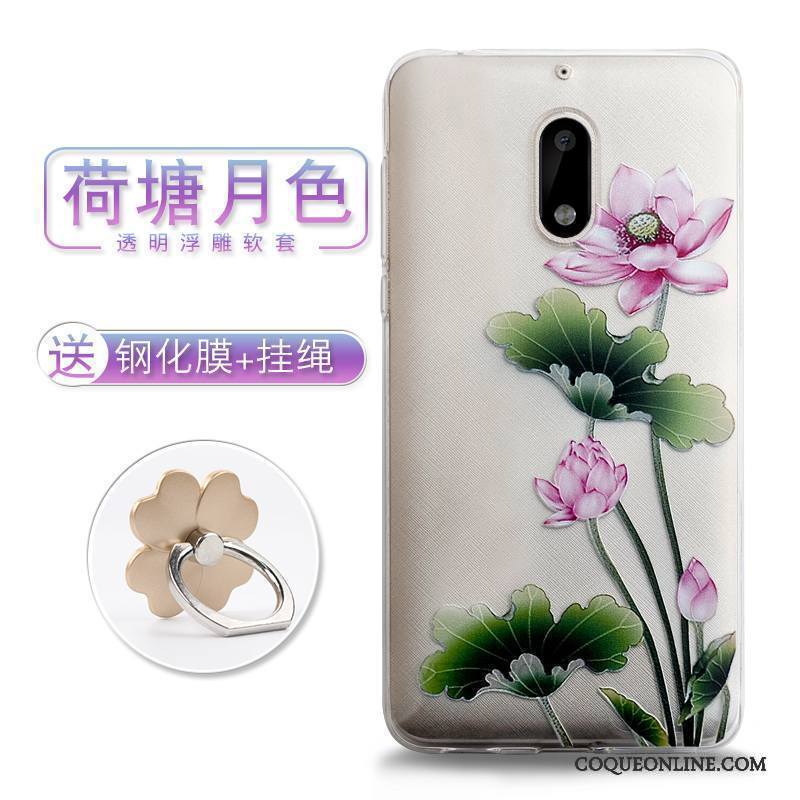 Nokia 6 Gaufrage Coque De Téléphone Étui Style Chinois Tendance Fleurs Dimensionnel