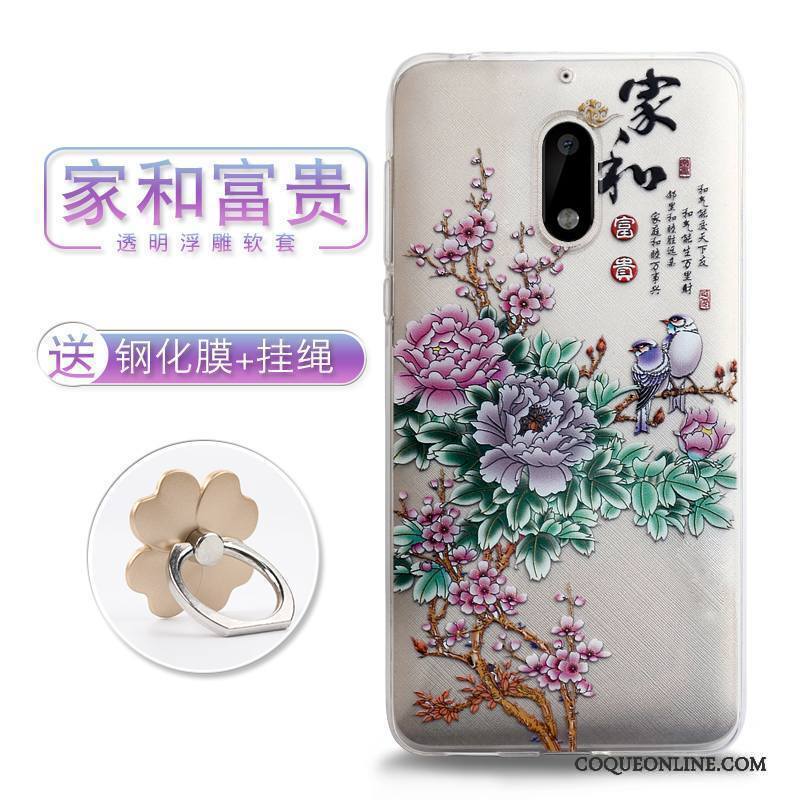 Nokia 6 Gaufrage Coque De Téléphone Étui Style Chinois Tendance Fleurs Dimensionnel