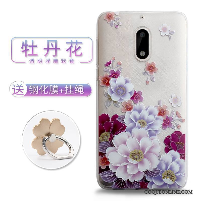 Nokia 6 Gaufrage Coque De Téléphone Étui Style Chinois Tendance Fleurs Dimensionnel