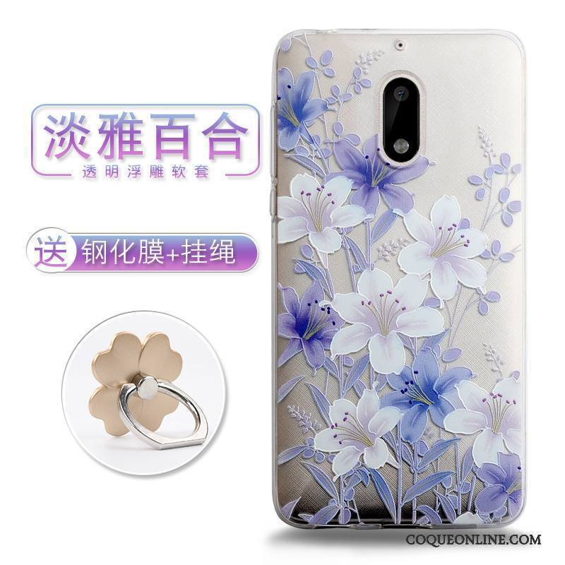 Nokia 6 Gaufrage Coque De Téléphone Étui Style Chinois Tendance Fleurs Dimensionnel