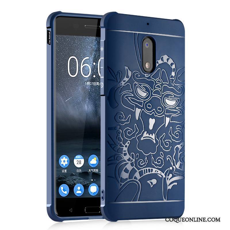 Nokia 6 Incassable Bleu Business Noir Coque De Téléphone Silicone Tout Compris