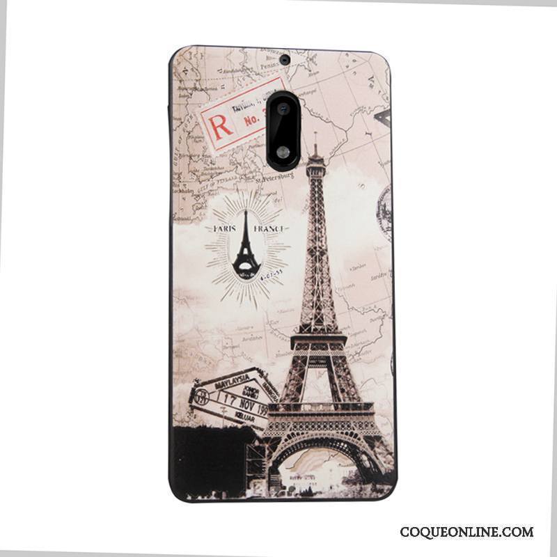 Nokia 6 Protection Tendance Business Gaufrage Coque De Téléphone Dessin Animé Noir