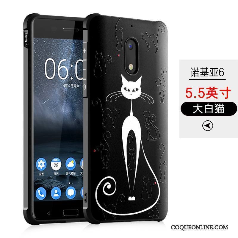 Nokia 6 Silicone Étui Peinture Coque Noir De Téléphone Tendance