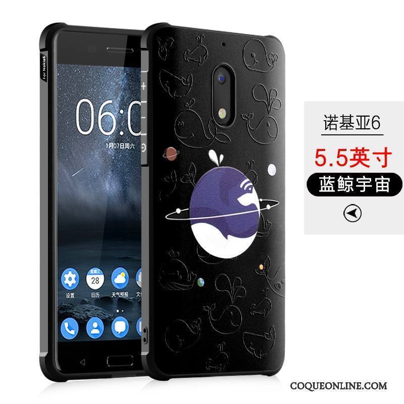 Nokia 6 Silicone Étui Peinture Coque Noir De Téléphone Tendance