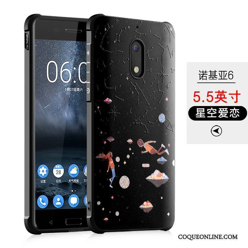 Nokia 6 Silicone Étui Peinture Coque Noir De Téléphone Tendance