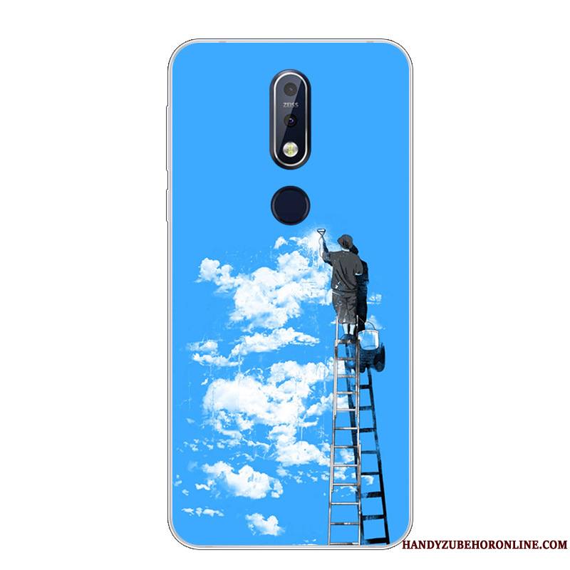 Nokia 7.1 Charmant Étui Blanc Silicone Coque De Téléphone Protection Fluide Doux