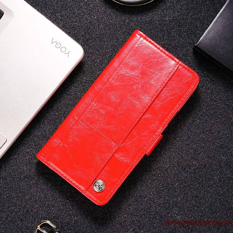 Nokia 7.1 Coque Rouge Étui En Cuir Portefeuille Téléphone Portable Protection