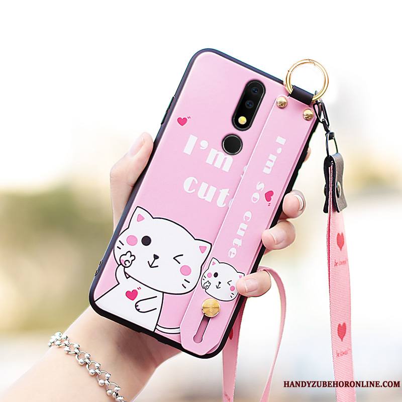 Nokia 7.1 Lapin Étui Coque De Téléphone Protection Tout Compris Net Rouge Mignonne